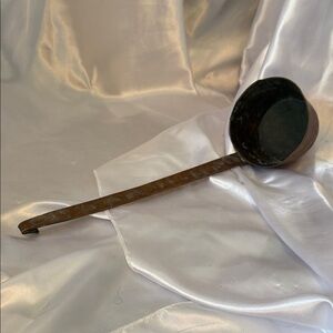 Antique Copper Ladle, Hammered, 3.5” Deep, 5” Wide, Handle 13” W/Hammered Design